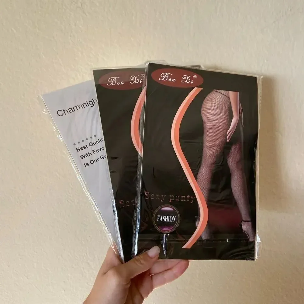 NWB Charmnight Ben Xi Henwarry Fishnet Stockings Thigh High Wide set of 3